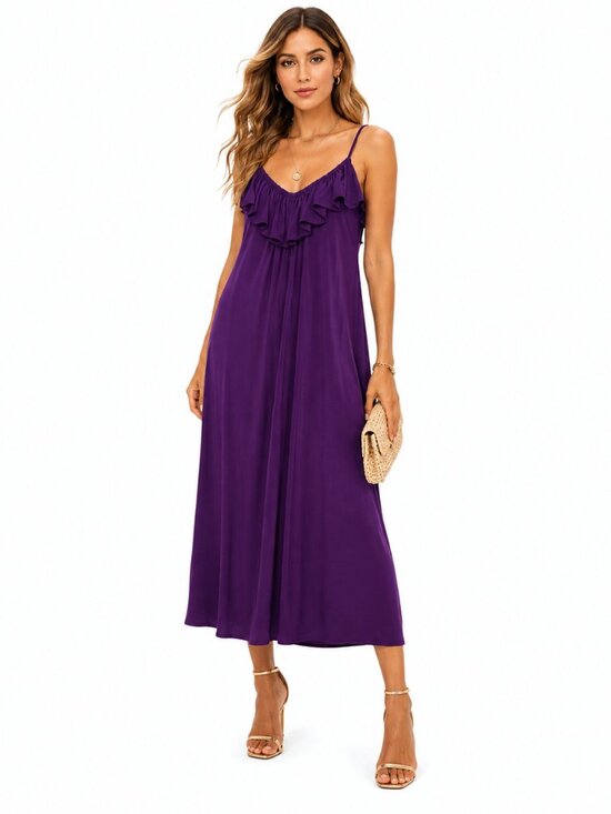 How To Ruffle Pasta Joie | Dresses | Joie Maxi Dress Womens S Purple Ruffle Spaghetti Strap ...